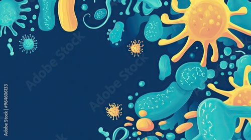 Illustration of harmful microorganisms with large copy space photo