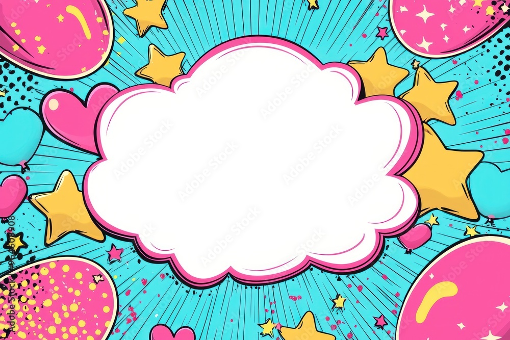 Cartoon comic book background with white space in the center, an empty white center for text or message, colorful pop art style For comic book and manga. Text banner. Vector bright dynamic cartoon Cartoon comic book background with white space in the center, an empty white center for text or message, colorful pop art style For comic book and manga. Text banner. Vector bright dynamic cartoon
