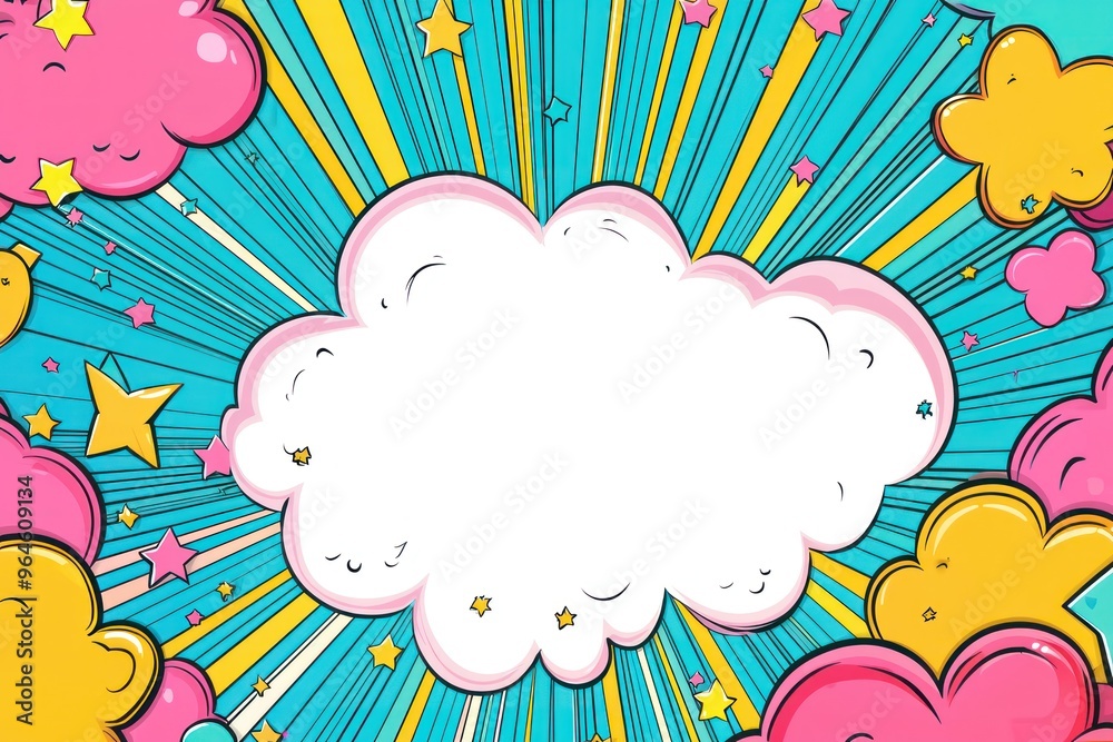 Cartoon comic book background with white space in the center, an empty white center for text or message, colorful pop art style For comic book and manga. Text banner. Vector bright dynamic cartoon Cartoon comic book background with white space in the center, an empty white center for text or message, colorful pop art style For comic book and manga. Text banner. Vector bright dynamic cartoon