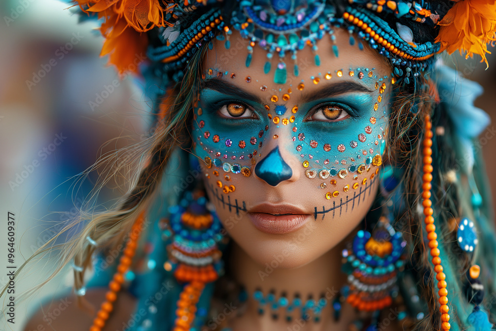 Vibrant Day of the Dead Celebrations with Colorful Costumes Vibrant Day of the Dead Celebrations with Colorful Costumes
