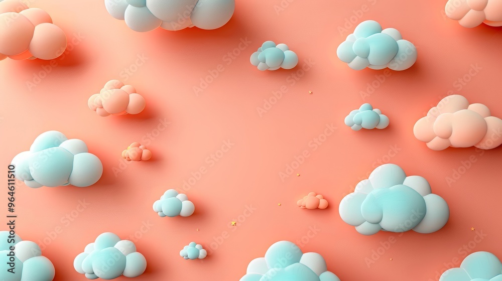 Frame Border Background of Cloud Computing Concept with Colorful Clouds on Coral Background Frame Border Background of Cloud Computing Concept with Colorful Clouds on Coral Background
