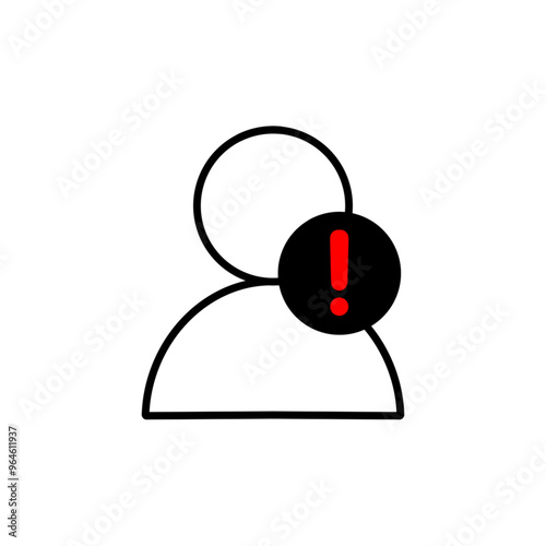 problematic profile icon, account warning, vector illustration icon
