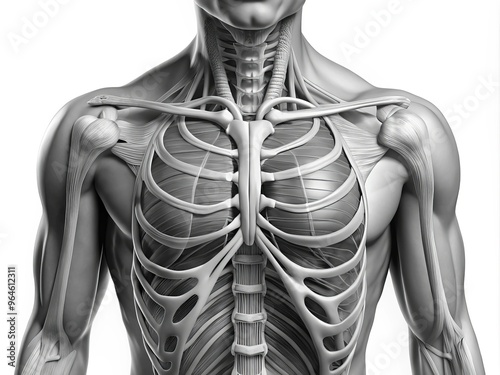 Anatomy of the Chest in Gray Scale photo