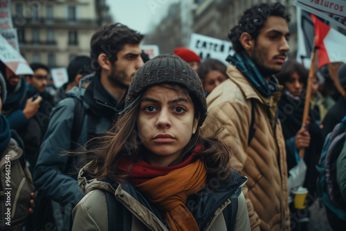 group of migrants at a peaceful demonstration