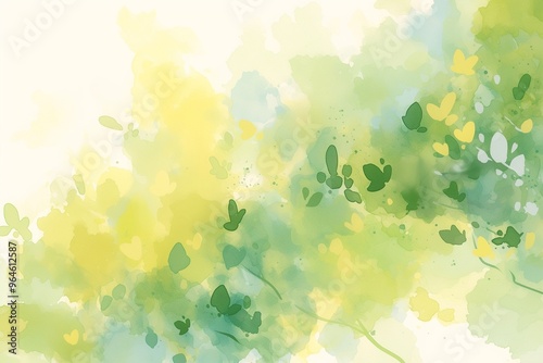 Yellow and green watercolor background for spring