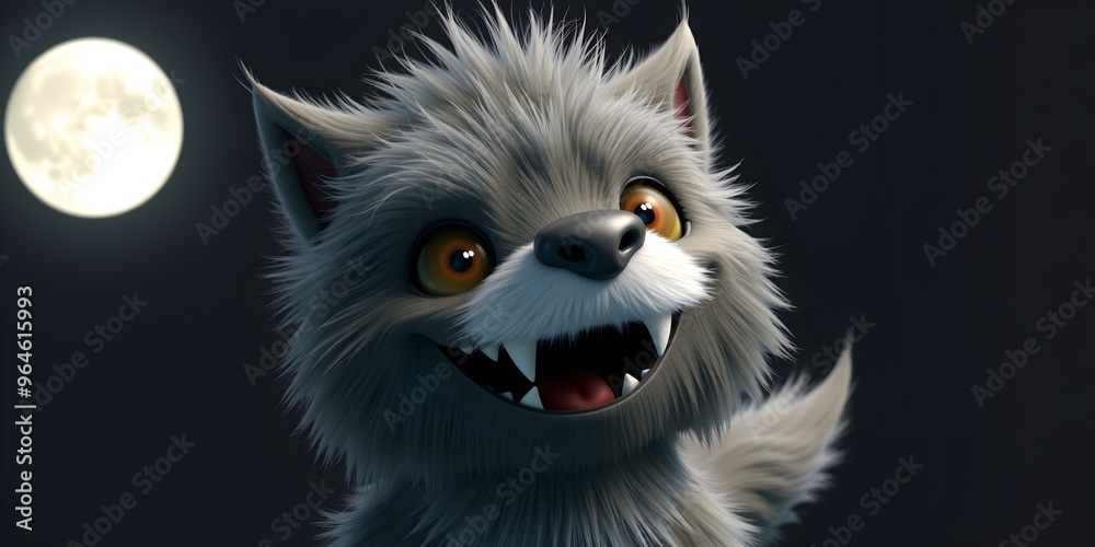 Fototapeta premium Playful Werewolf Howling Under the Full Moon
