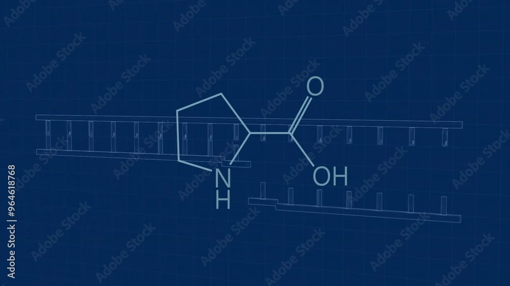Animation of chemical formula and dna strand on blue background Animation of chemical formula and dna strand on blue background