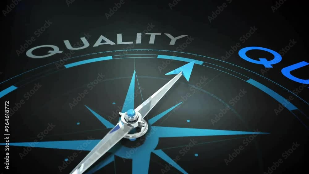 Animation of quality texts over moving compass