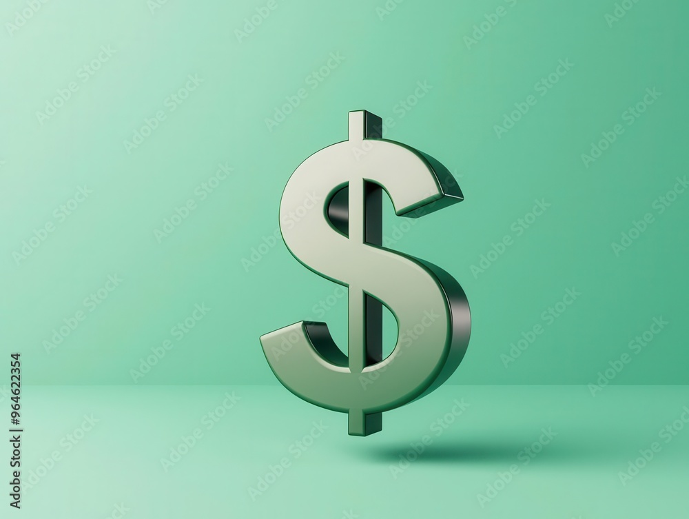 A sleek green dollar symbol with arrows pointing up and down, showing fluctuating exchange rates, Minimalist, 3D Render A sleek green dollar symbol with arrows pointing up and down, showing fluctuating exchange rates, Minimalist, 3D Render