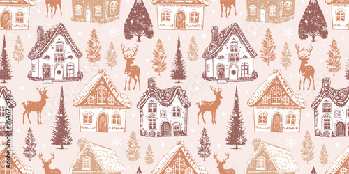 Whimsical Winter and Christmas Seamless Pattern
