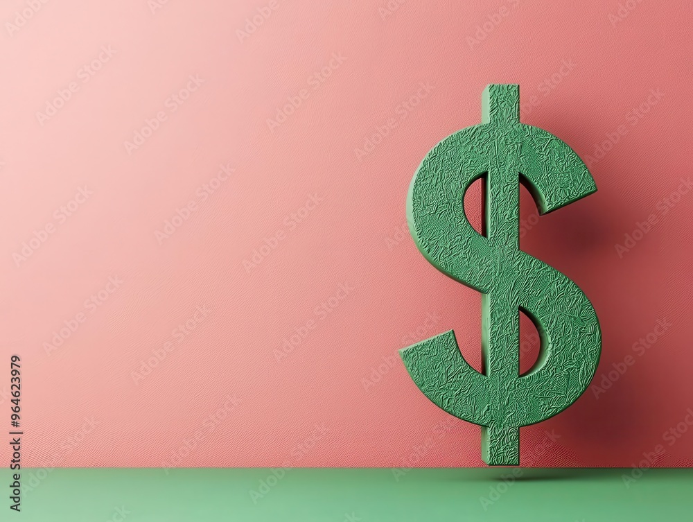 A green dollar symbol with a stretched arrow reaching upward, signifying an increase in exchange rate, Minimalist, 3D Render A green dollar symbol with a stretched arrow reaching upward, signifying an increase in exchange rate, Minimalist, 3D Render
