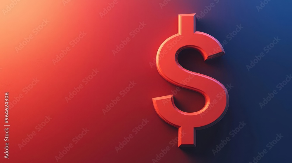 Dollar icon with bold arrows in multiple directions, reflecting market fluctuations, Modern, 3D Render, Photorealistic Dollar icon with bold arrows in multiple directions, reflecting market fluctuations, Modern, 3D Render, Photorealistic