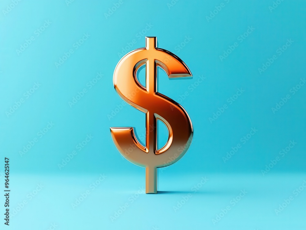 Dollar sign with a sleek arrow pointing up, representing currency appreciation, Metallic, 3D Render, Photorealistic Dollar sign with a sleek arrow pointing up, representing currency appreciation, Metallic, 3D Render, Photorealistic