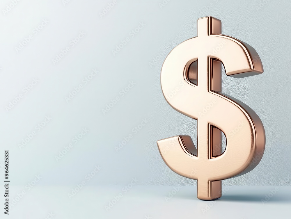 A metallic dollar sign with a bold upward arrow, reflecting financial success, Photorealistic, 3D Render, Modern A metallic dollar sign with a bold upward arrow, reflecting financial success, Photorealistic, 3D Render, Modern