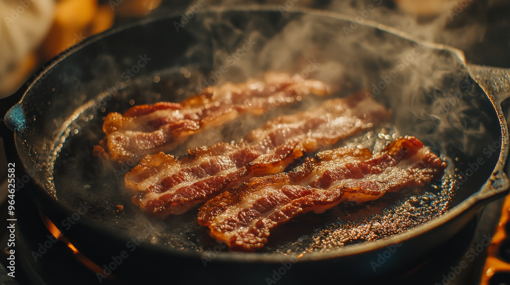 Crispy Bacon Sizzling in a Pan: A Culinary Delight Crispy Bacon Sizzling in a Pan: A Culinary Delight