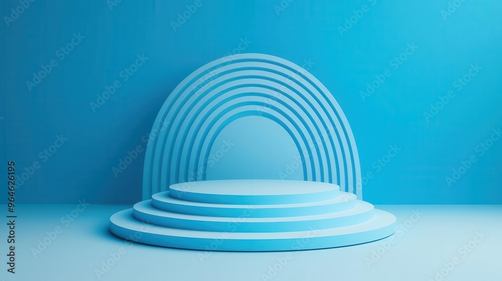 Obraz premium Intricate paper layers forming podium and circular platform, clean design, 3D illustration