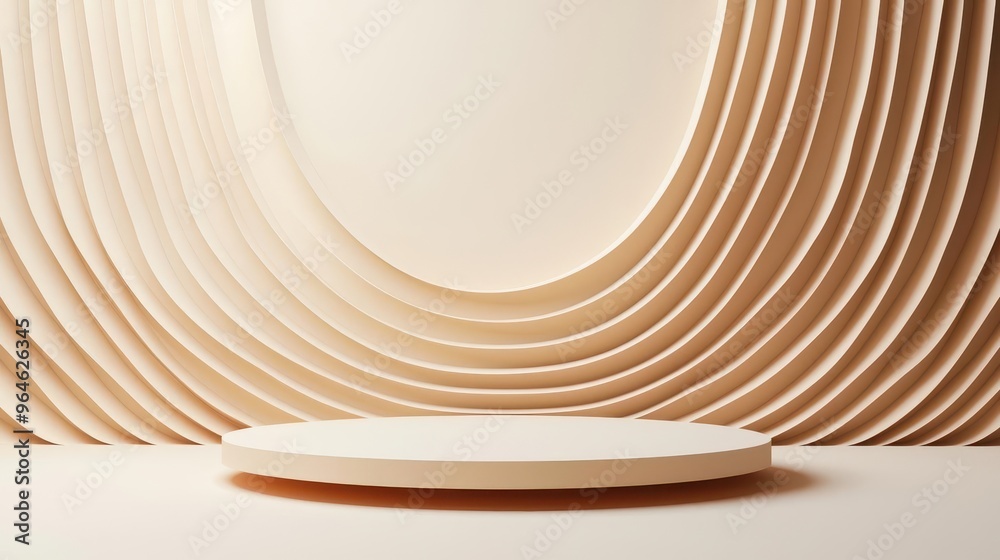 Artistic paper podium with a modular platform, flowing curves, 3D illustration Artistic paper podium with a modular platform, flowing curves, 3D illustration