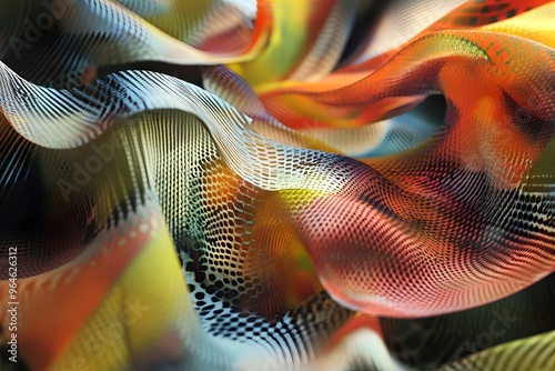 Abstrakte dynamische Muster mit leuchtenden Farben und Texturen