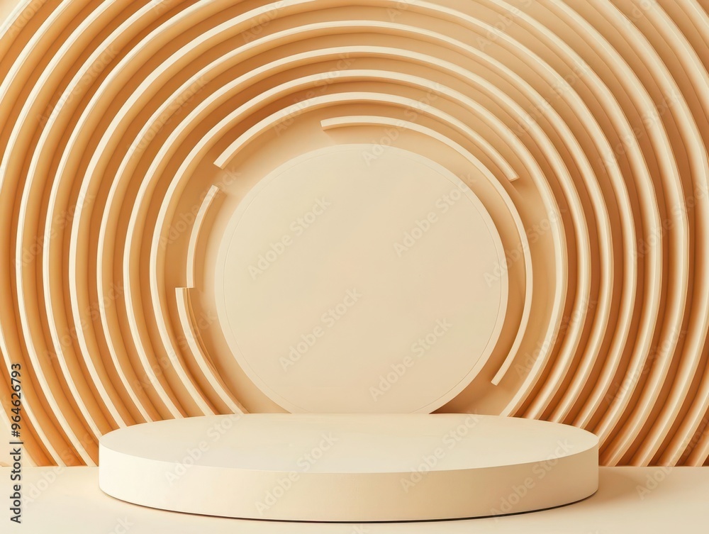 Obraz premium Layered paper craft podium with spiral platform, clean design, 3D illustration