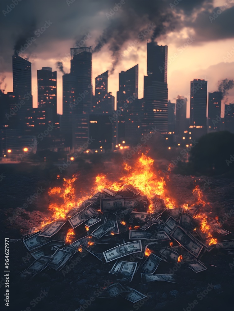 Burning Wealth in the Urban Skyline A Symbolic Representation of Economic Turmoil Burning Wealth in the Urban Skyline A Symbolic Representation of Economic Turmoil