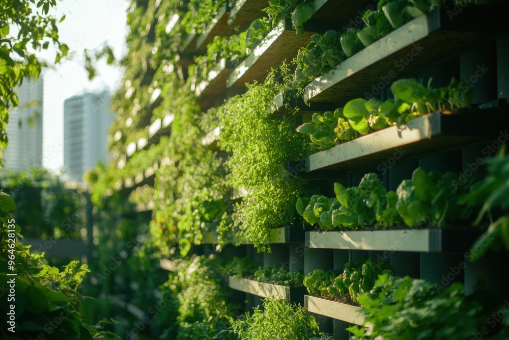 vertical garden, urban greenery, sustainable living, fresh herbs A lush vertical garden filled with vibrant green plants and herbs, showcasing sustainable urban gardening against a modern city backg vertical garden, urban greenery, sustainable living, fresh herbs A lush vertical garden filled with vibrant green plants and herbs, showcasing sustainable urban gardening against a modern city backg