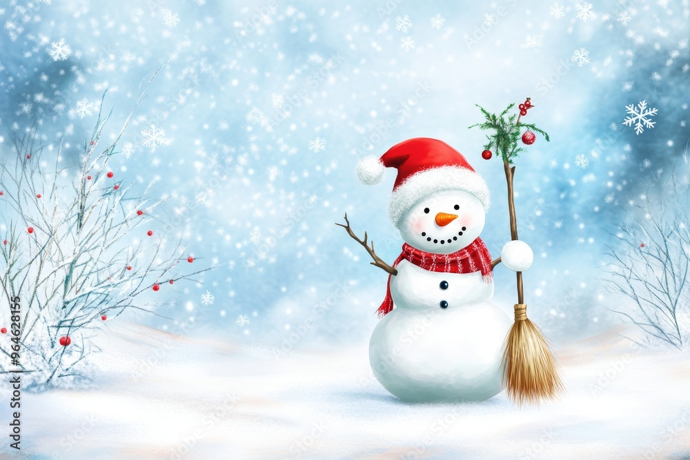 Obraz premium Cute Snowman For Christmas Card or Bag design