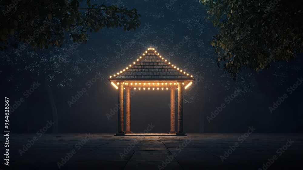 © Khuefa - Indian temple festival with lights and decorations, night view, 3D illustration