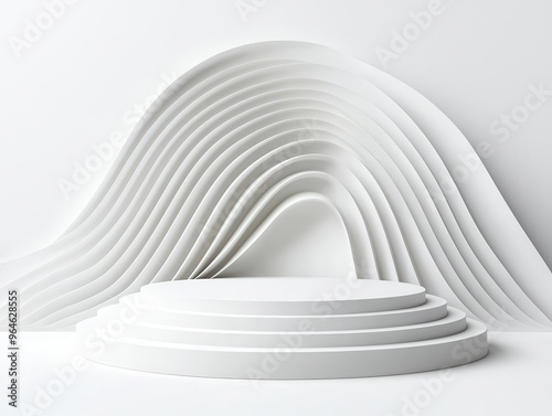 Wallpaper Mural Podium and platform made of intricate folded paper, delicate craft, 3D illustration Torontodigital.ca