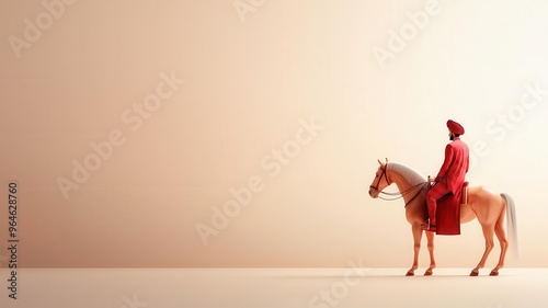 Indian bridegroom on horse, traditional wedding procession, 3D illustration