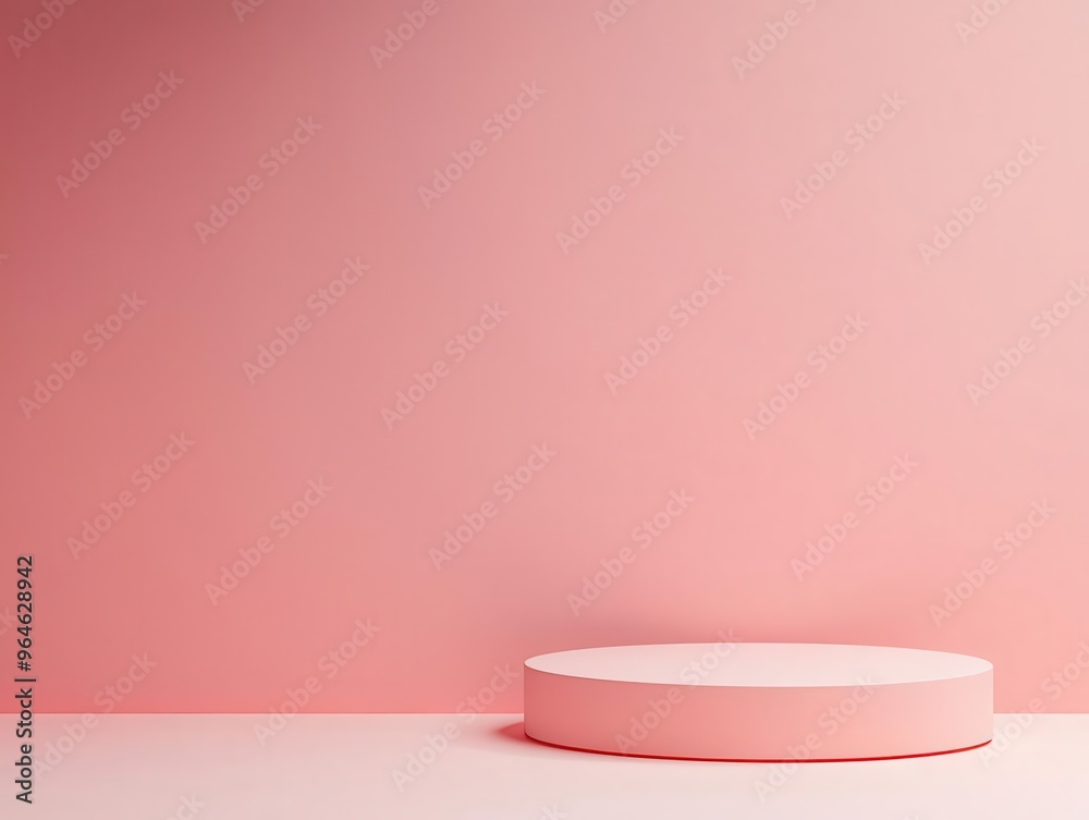 Minimalist layered paper podium with circular platform, soft pastels, 3D illustration Minimalist layered paper podium with circular platform, soft pastels, 3D illustration