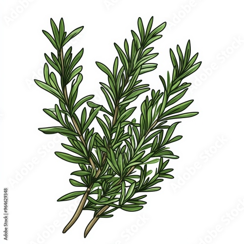 Fresh sprigs of rosemary, a fragrant herb used in cooking, garnishing, and traditional medicine.