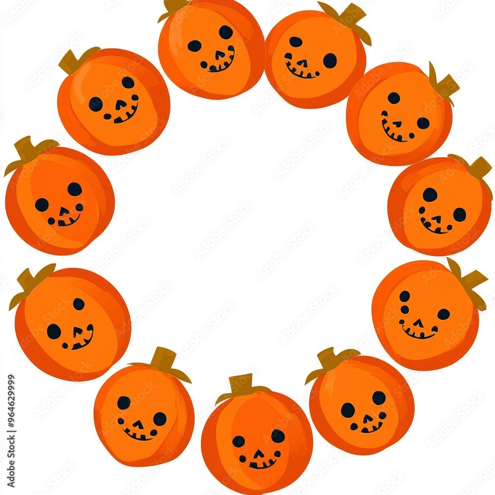 Obraz premium Autumnal Wreath with Jack-O-Lanterns and Lanterns