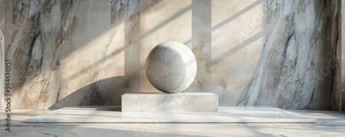 White marble pedestal with a smooth finish, set against a luxurious backdrop.