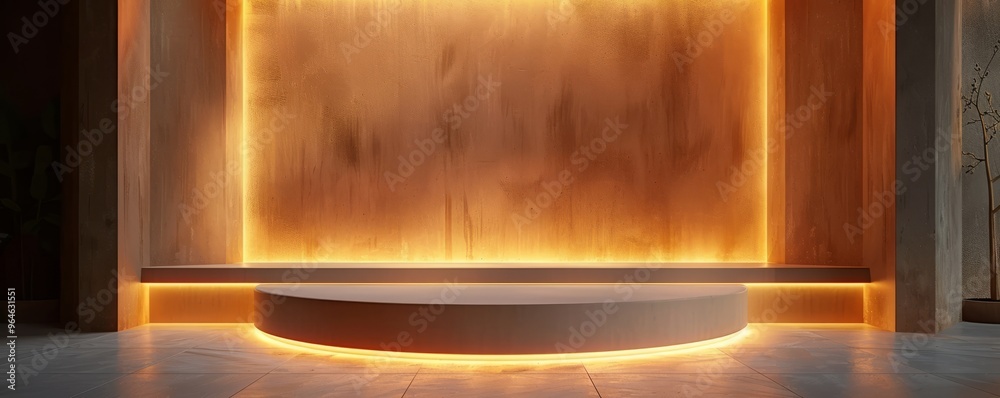 Mockup of a podium with a built-in light panel.