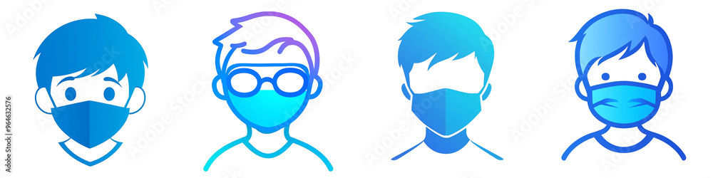 Fototapeta premium Child with Mask clipart collection, symbol, logos, icons isolated on transparent background