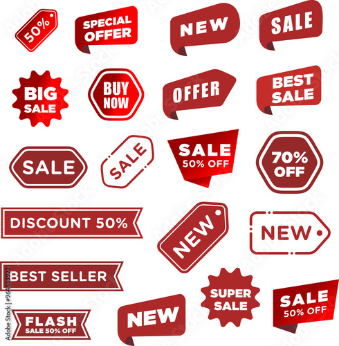 Sale Tag and Banner Icon Set. Special Offer, Big Sale, Discount, Mega Sale and Online Shopping Banner Template Vector Design