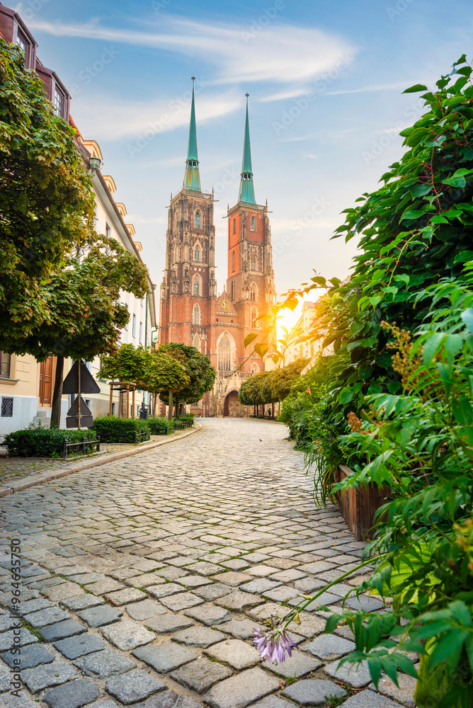 Morning sun over Wroclaw street