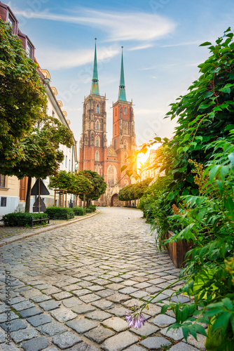 Morning sun over Wroclaw street