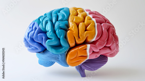 3D representation of the brain's cognitive functions, with specific areas for reasoning, speech, and emotion control photo