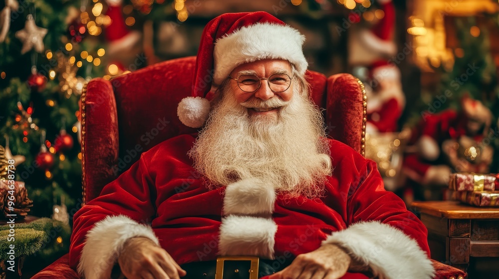 A jolly figure of Santa Claus in a festive setting, embodying the spirit of Christmas. A jolly figure of Santa Claus in a festive setting, embodying the spirit of Christmas.