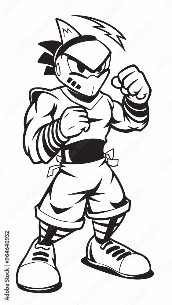 boxer ready to fight on white background. doodle art boxer ready to fight on white background. doodle art