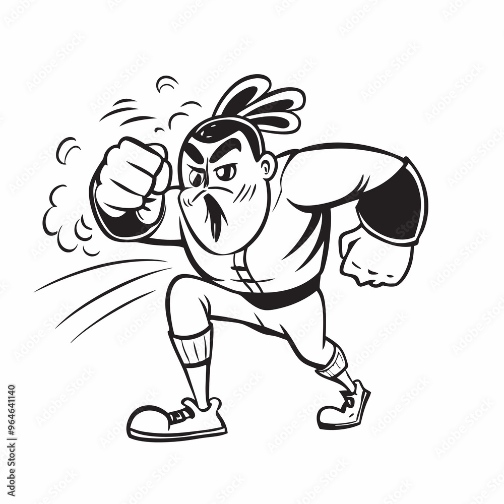 boxer ready to fight on white background. doodle art boxer ready to fight on white background. doodle art