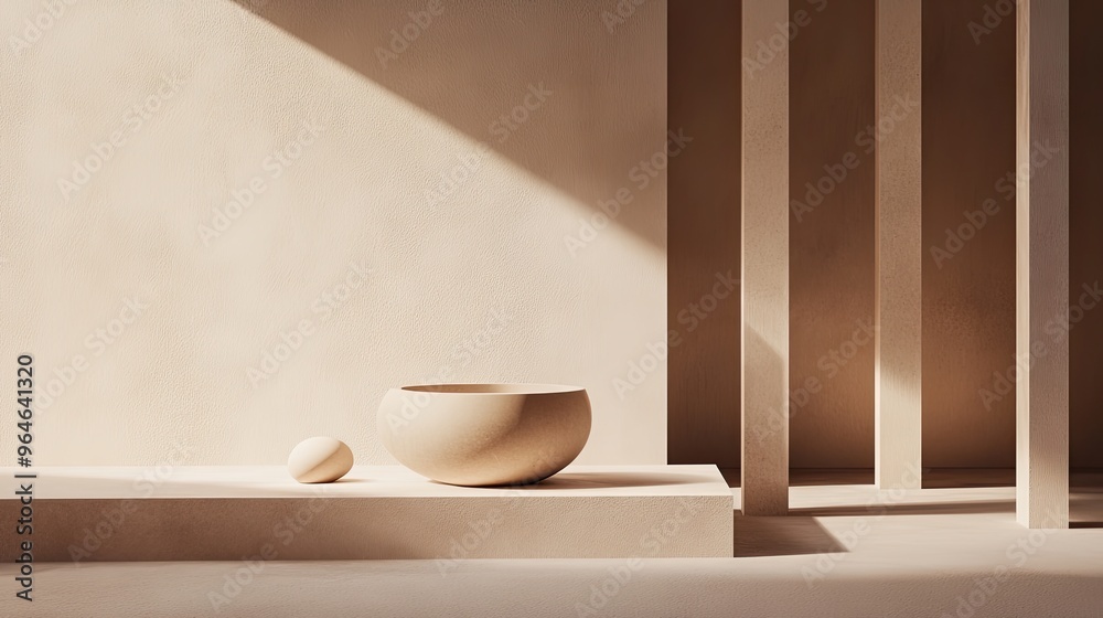 Tranquil Minimalist Composition with Soft Shapes in Harmonious Balance Tranquil Minimalist Composition with Soft Shapes in Harmonious Balance