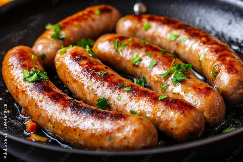 Fried sausages photo. Image for Menu design of bars, cafes, restaurants Fried sausages photo. Image for Menu design of bars, cafes, restaurants
