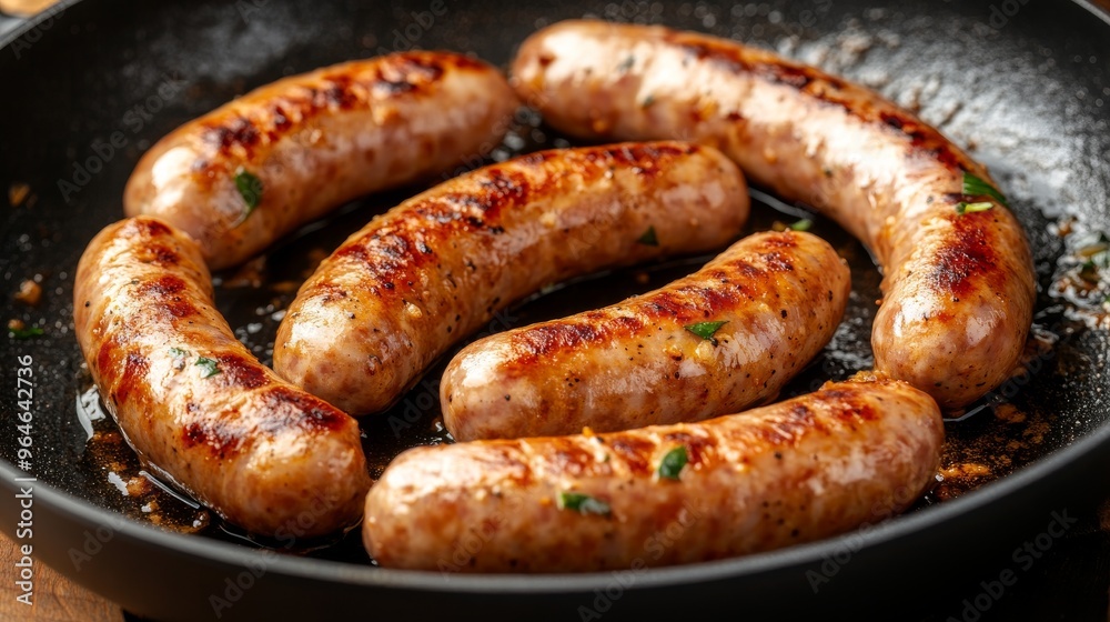 Fried sausages photo. Image for Menu design of bars, cafes, restaurants Fried sausages photo. Image for Menu design of bars, cafes, restaurants
