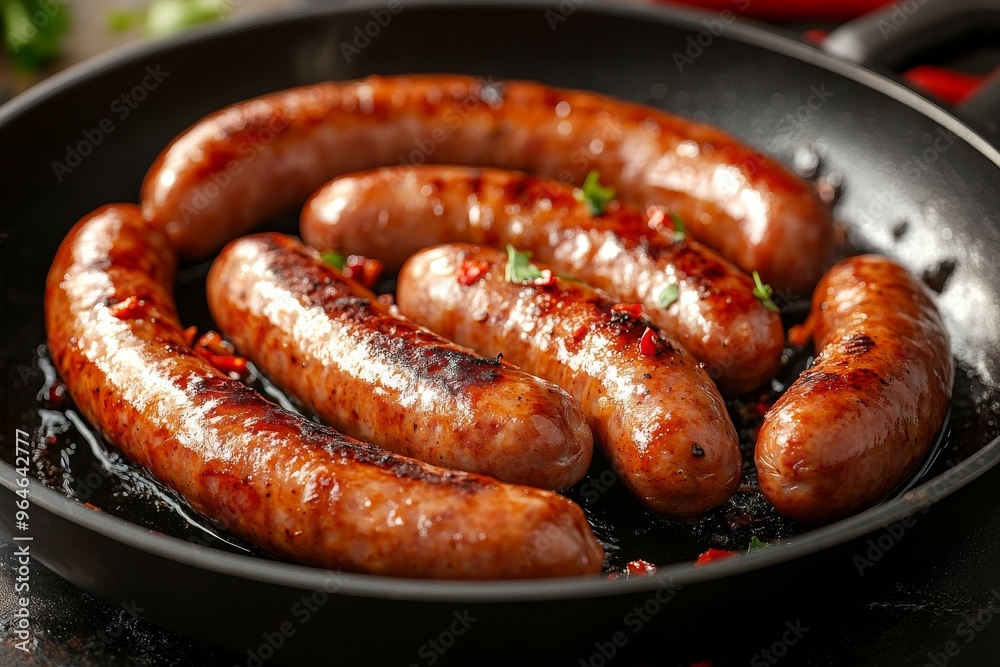 Fried sausages photo. Image for Menu design of bars, cafes, restaurants Fried sausages photo. Image for Menu design of bars, cafes, restaurants
