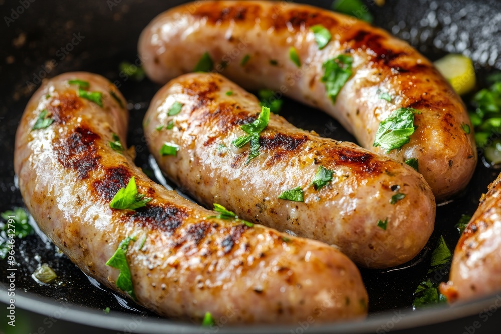 Fried sausages photo. Image for Menu design of bars, cafes, restaurants Fried sausages photo. Image for Menu design of bars, cafes, restaurants