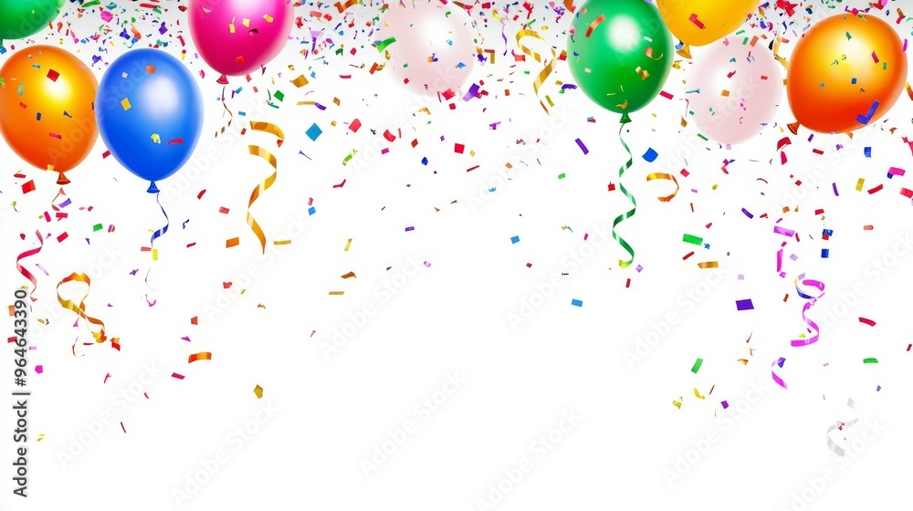 Festive background with gold balloons and scattered golden confetti. Premium background for a festive birthday celebration.. Design of a postcard, banner, website Festive background with gold balloons and scattered golden confetti. Premium background for a festive birthday celebration.. Design of a postcard, banner, website