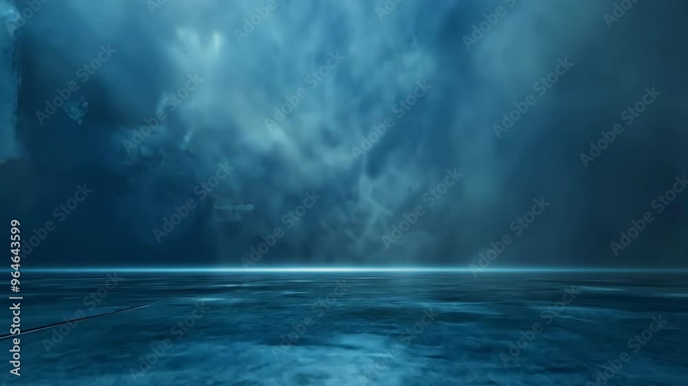 Serene water surface reflecting soft blue mist in a tranquil setting during early morning hours Serene water surface reflecting soft blue mist in a tranquil setting during early morning hours