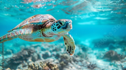 Majestic Sea Turtle in Crystal Clear Waters